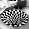 3D Vortex Illusion Black White Carpet