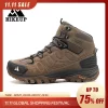 HIKEUP-Bottes de randonnée en daim pour hommes, chaussures de plein air à lacets, bottes de sport chaudes, chaussures de trekking décontractées, non ald, haut, hiver